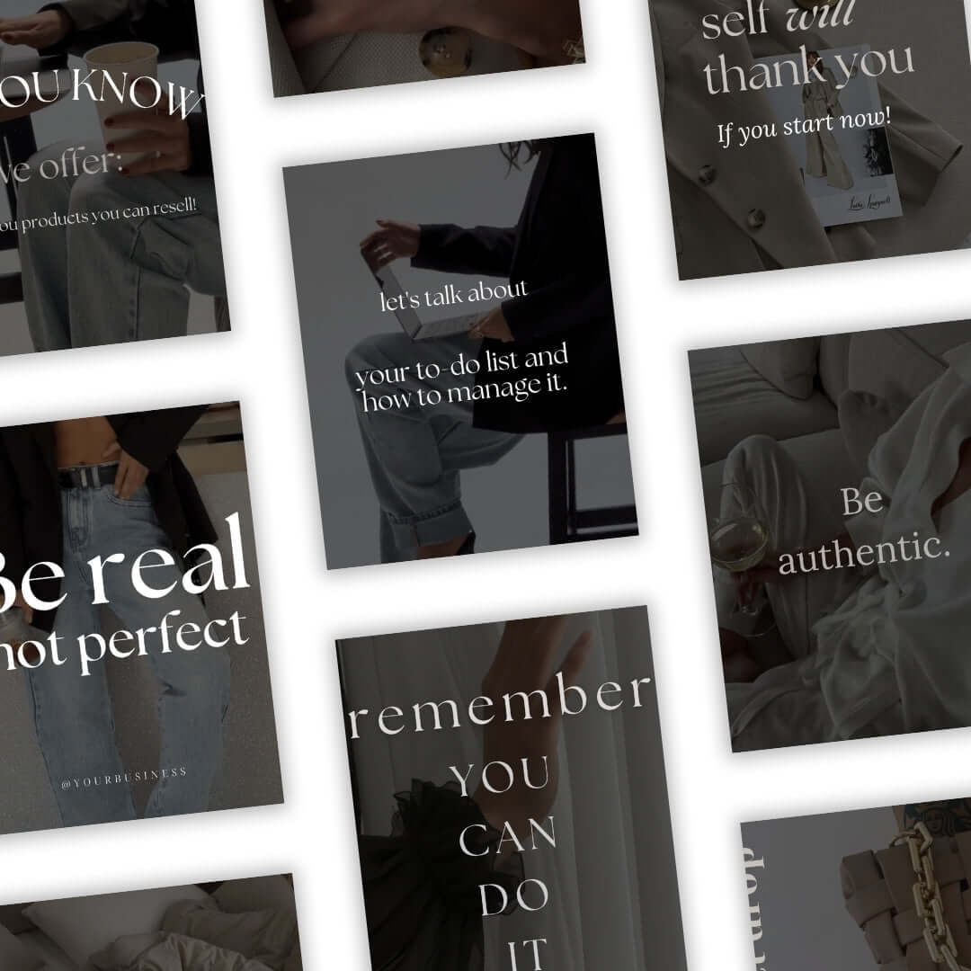 Editable Canva templates from the 100 Instagram Posts pack designed to grow your beauty brand online.