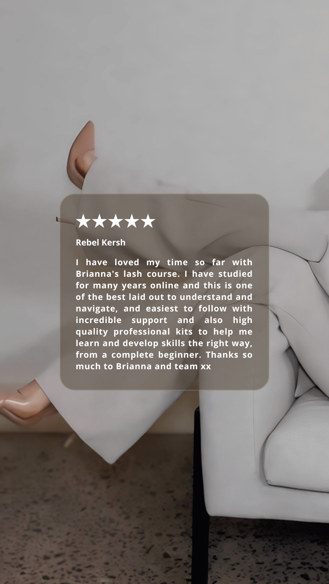 Online lash course review from student achieving certification