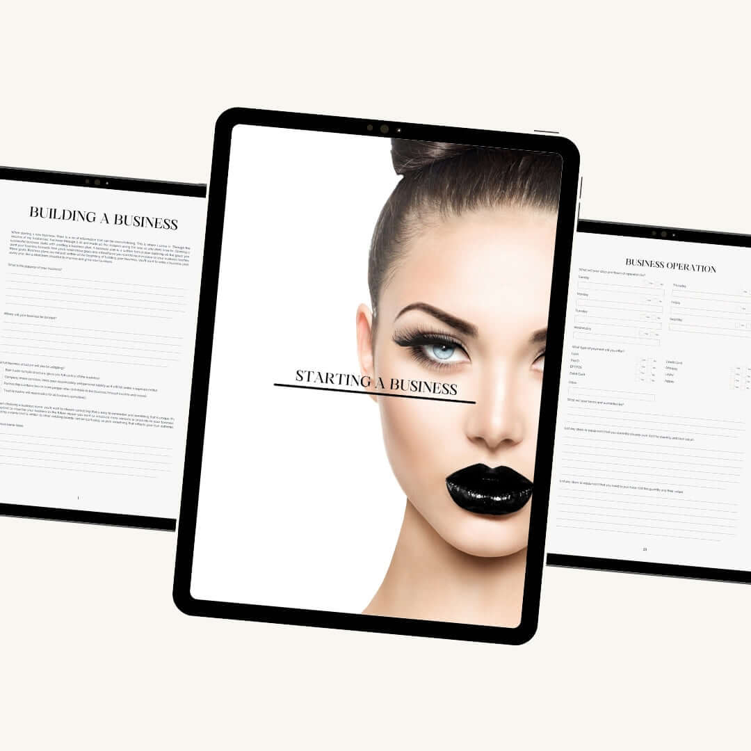 Inside the Beauty Business training showing tools and templates for lash entrepreneurs.