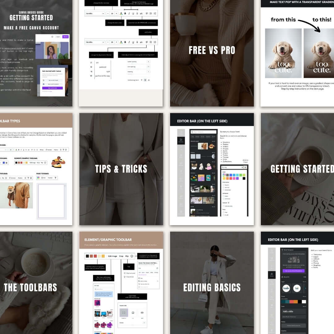 Step-by-step Canva Playbook for Beginners course for beauty business owners learning design.