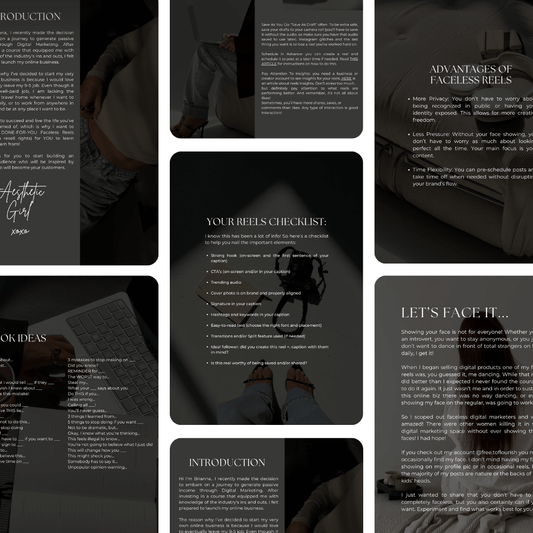 Faceless Reels Guide teaching entrepreneurs and beauty professionals how to grow on Instagram