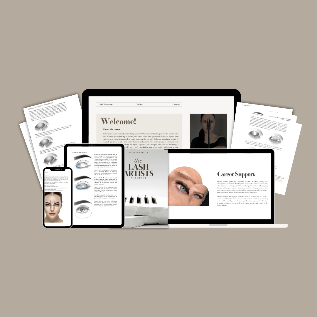 Lash Educator Online Course including The Lash Playbook™, mentorship, and prewritten student assessments.