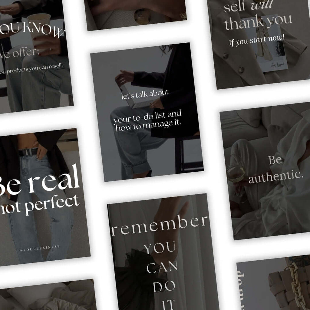Editable Canva templates from the 100 Instagram Posts pack designed to grow your beauty brand online.