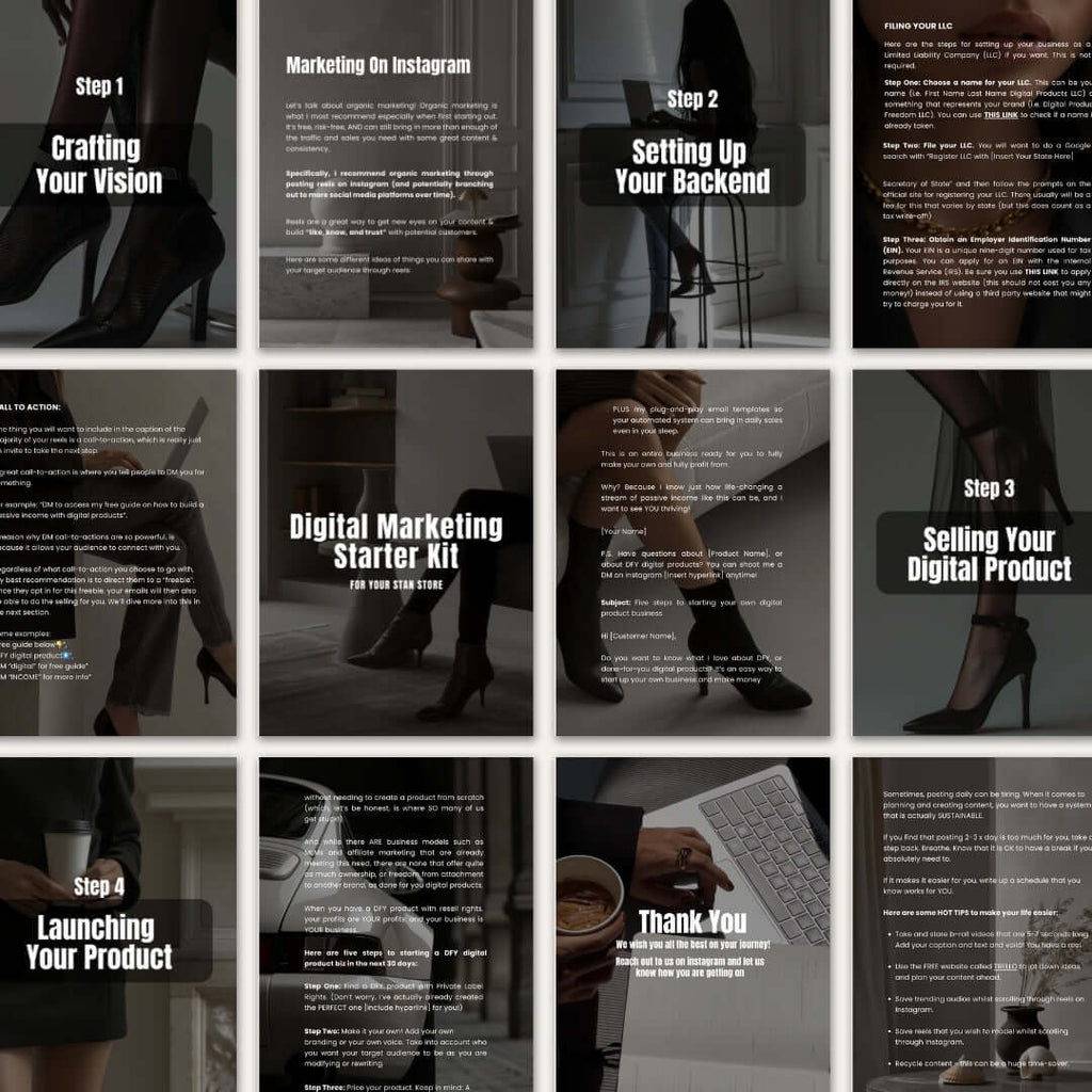Inside the Marketing Starter Kit showing templates, tools, and strategies for beauty entrepreneurs.