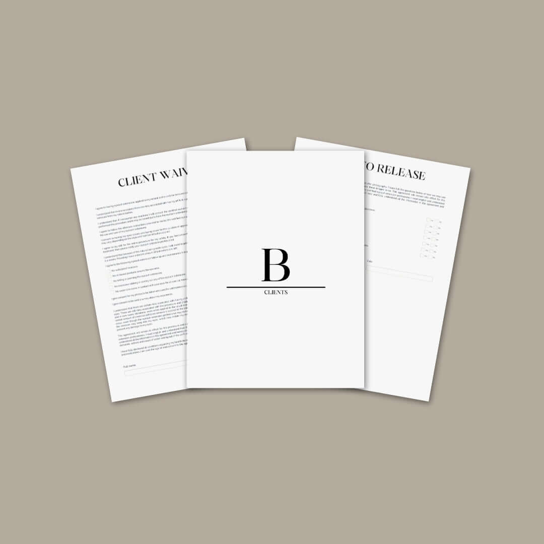 Editable Digital Client Forms from The Lash Artistry Academy for efficient and compliant client documentation.