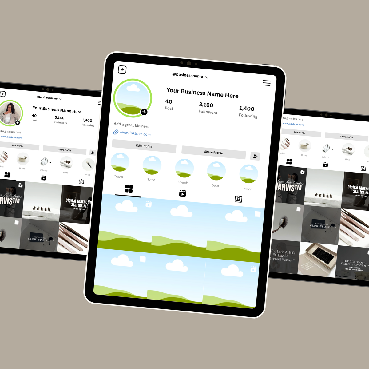Visual Strategy Insta Board for Lash Artists Instagram feed planning system