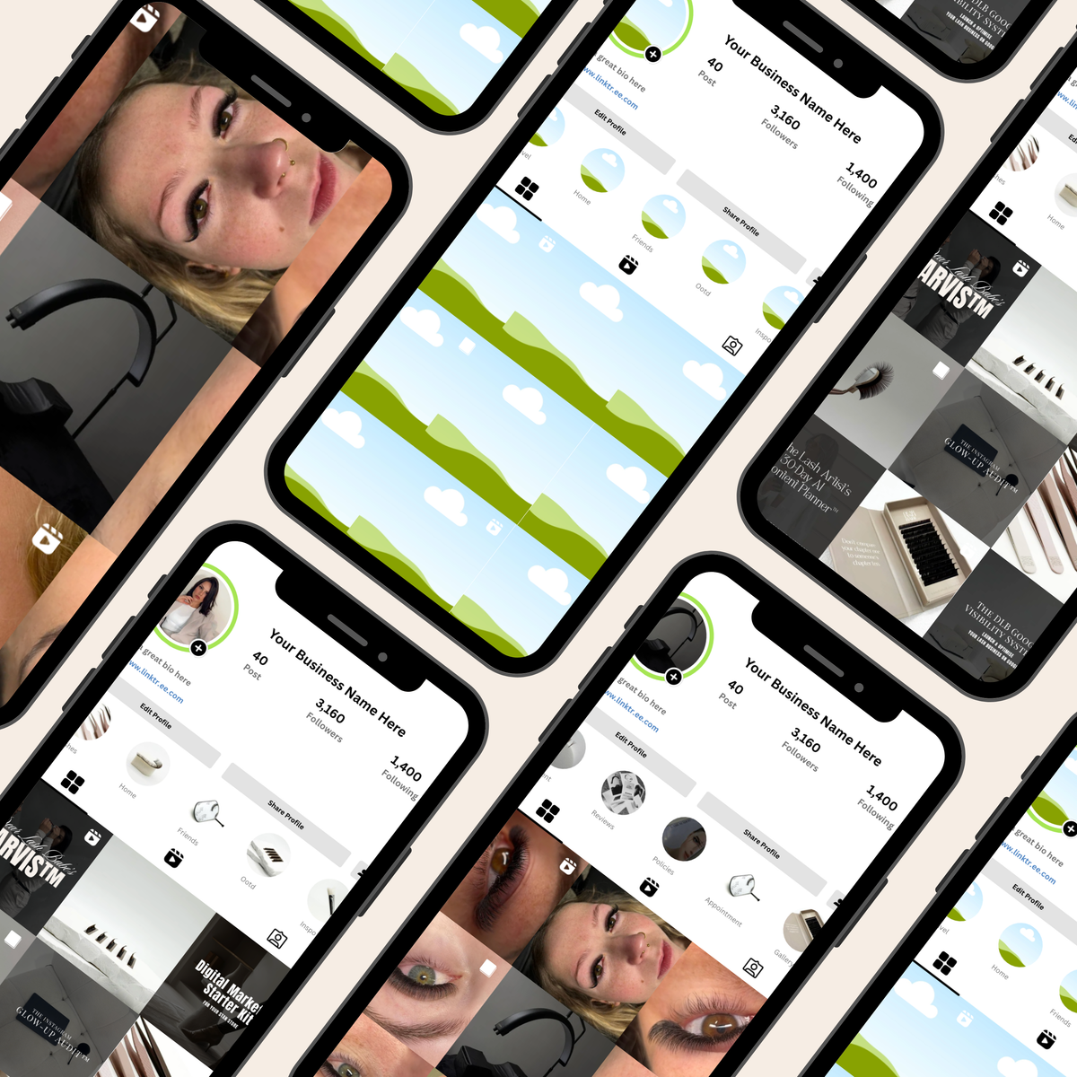 Visual Strategy Insta Board for Lash Artists social media visual strategy tool