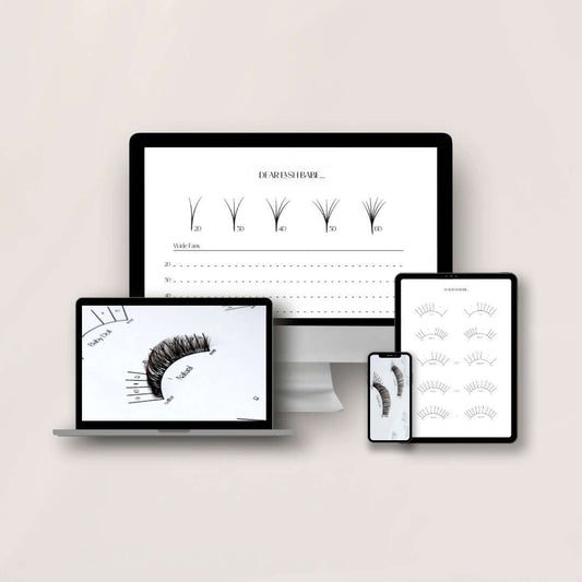 Direction and Mapping Practice Sheets by The Lash Artistry Academy for mastering lash styling and mapping precision.