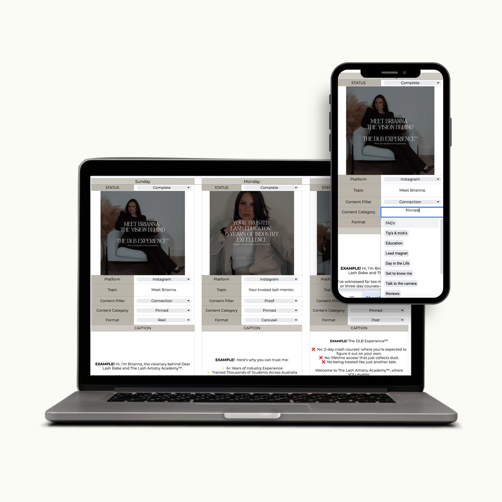 The Lash Business Launch Kit content planning and brand strategy tools for lash artists