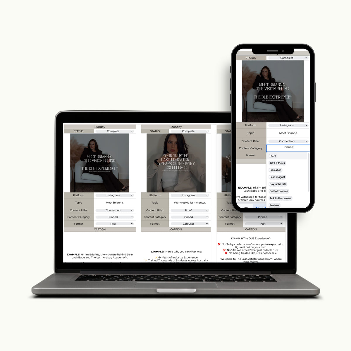 The Lash Business Launch Kit content planning and brand strategy tools for lash artists