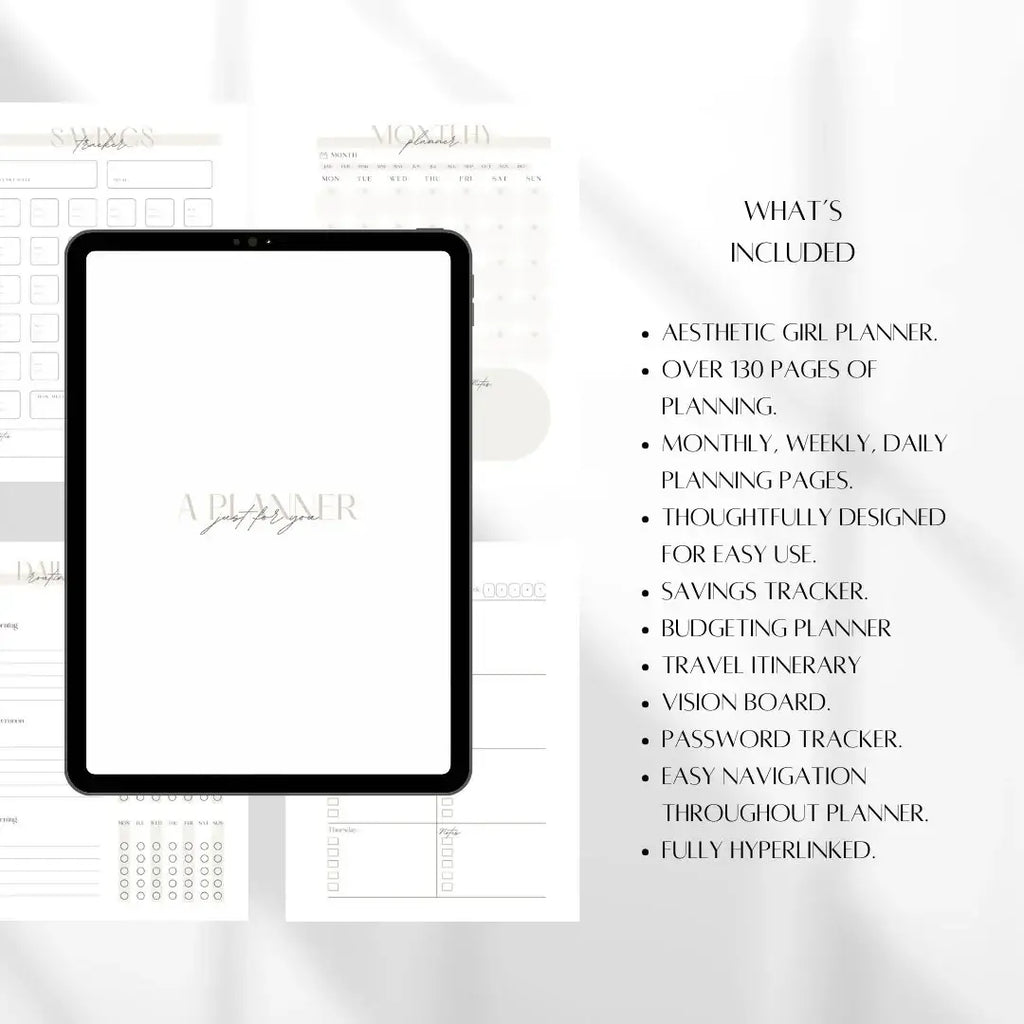 Productivity Digital Planner compatible with iPad for goal setting and scheduling