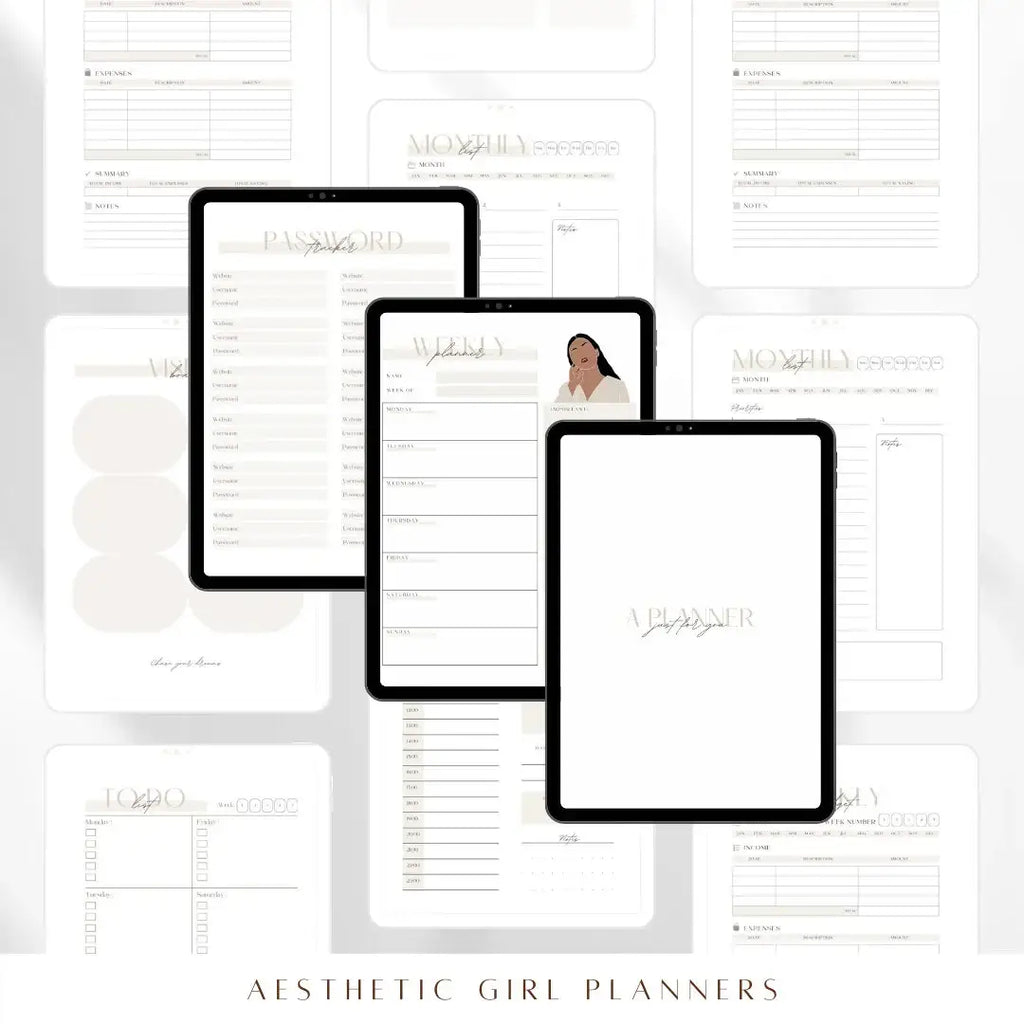 Digital Planner with daily, weekly, and monthly layouts for lash business owners