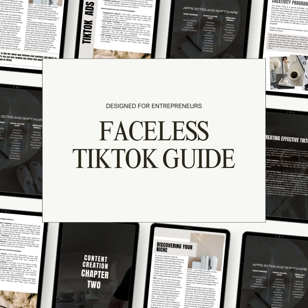 Faceless TikTok Guide by The Lash Artistry Academy showing step-by-step strategies to grow your beauty brand on TikTok.