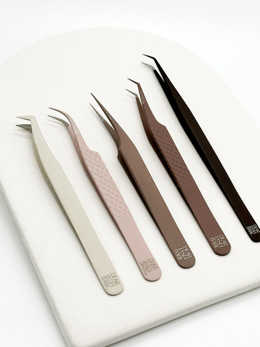 Signature Tweezer Collection featuring five precision lash tools from Eyelash Extension Professional Kit