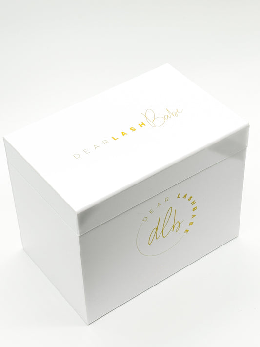 Lash box for storing eyelash extension trays and supplies
