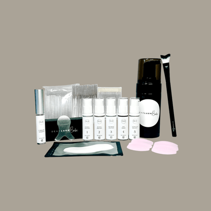 Lash Lift and Tint Kit with professional tools and supplies for lash artists and beauty training.